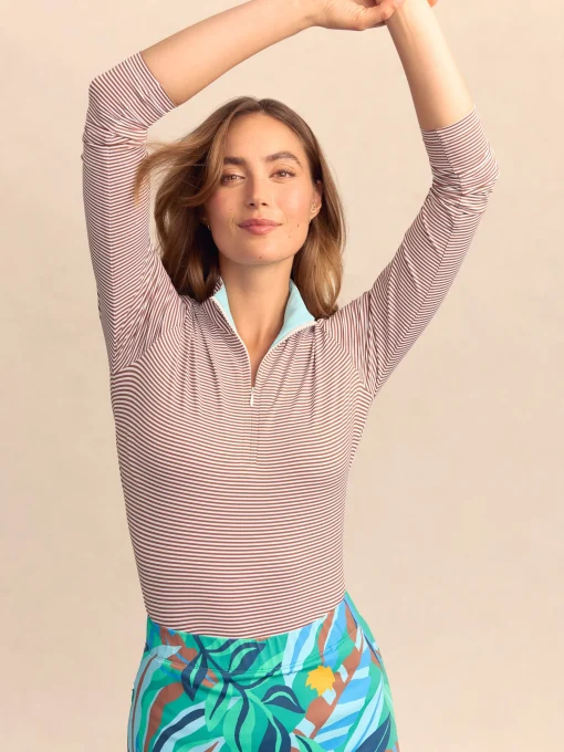 Ace 1/4 Zip Top in Stripe