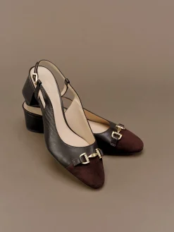 Agyness Suede u0026 Leather Slingback Heels