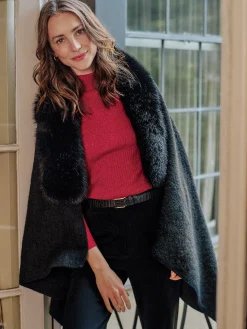 Bianca Cape with Faux Fur Collar