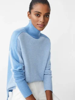Dina Cashmere Turtleneck in Color Block
