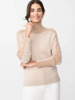 Dina Cashmere Turtleneck in Color Block