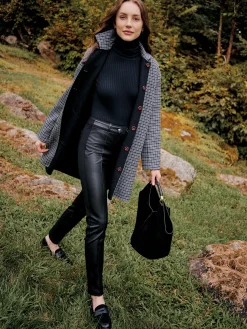 Frade Reversible Wool Coat in Houndstooth