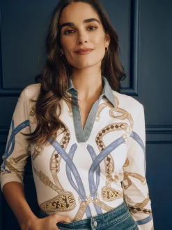 Greens 3/4 Sleeve Polo in Chevalier