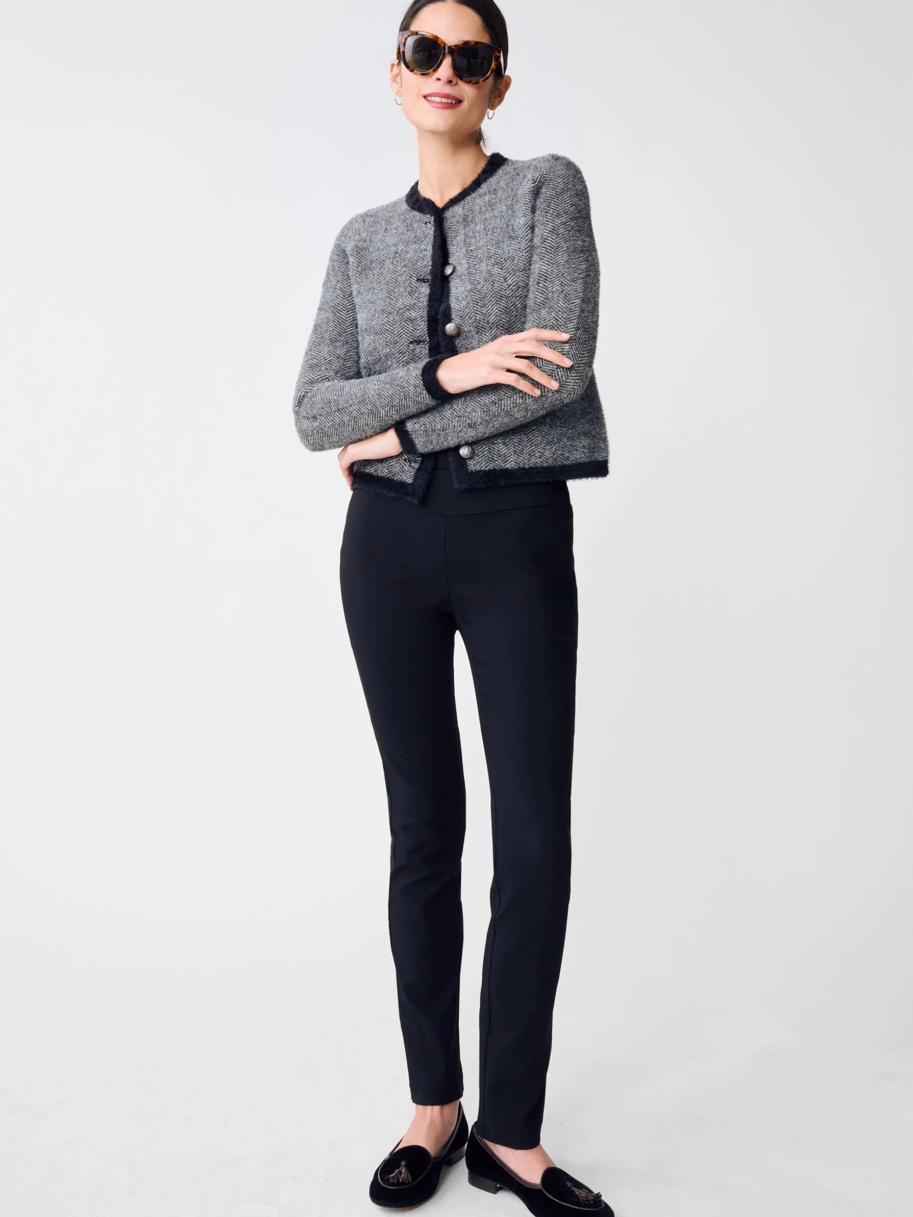 Inez Cardigan in Herringbone Jacquard