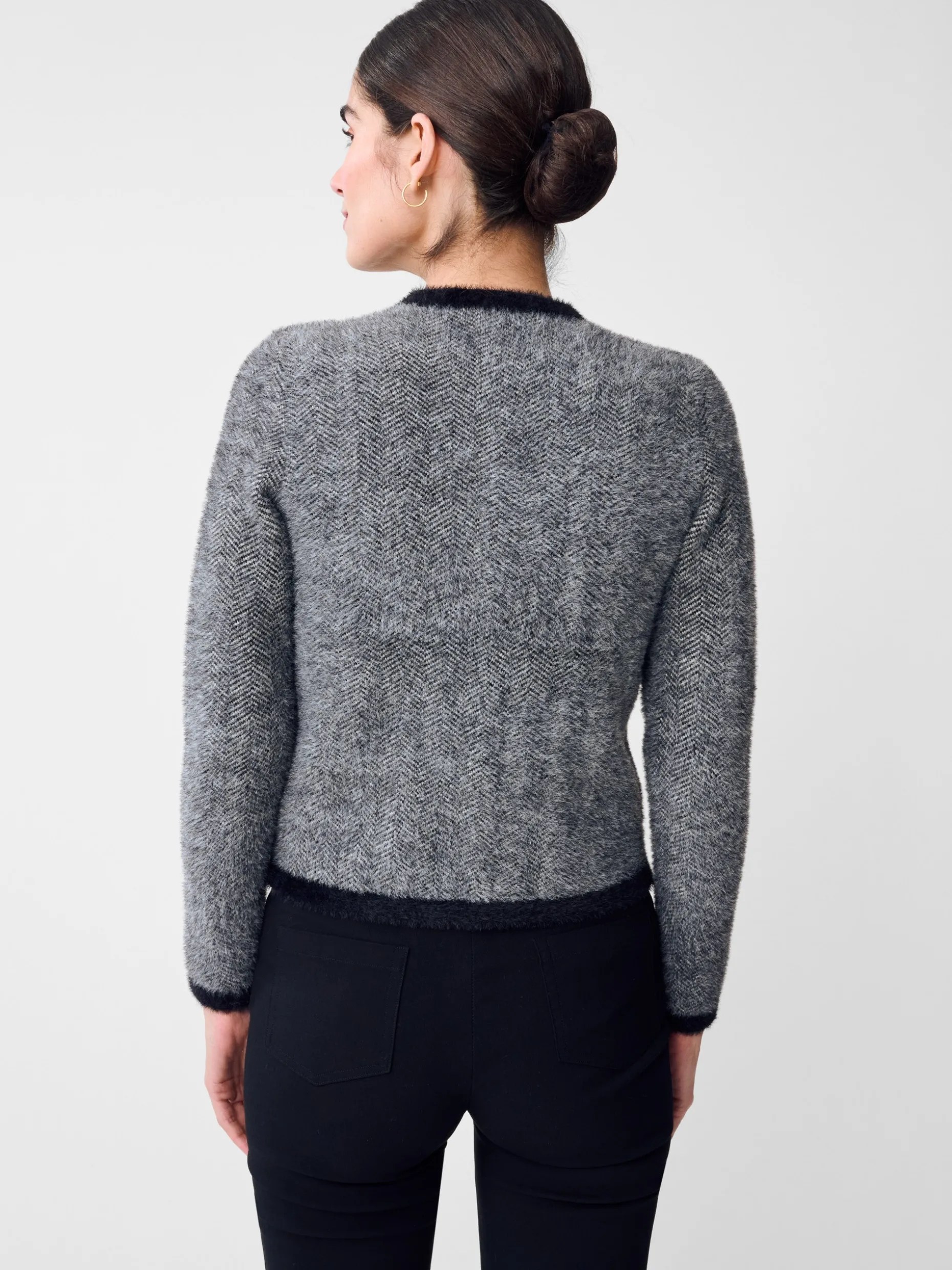 Inez Cardigan in Herringbone Jacquard