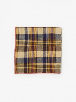Linen Pocket Square in Plaid