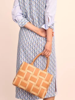 Tessare Leather u0026 Raffia Handbag