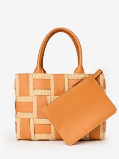 Tessare Leather u0026 Raffia Handbag